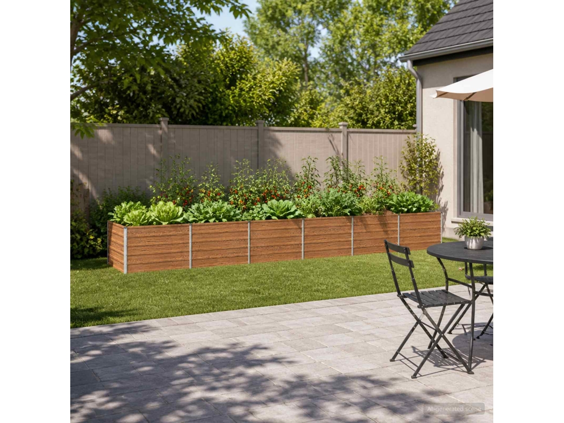 Vidaxl Cama De Jardim Elevada Marrom Madeira 480 X 80 X 55 Cm