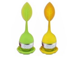 Infusor De Chá Em Aço Inoxidável Para A Granel, Verde E Amarelo, Com Cabo Longo