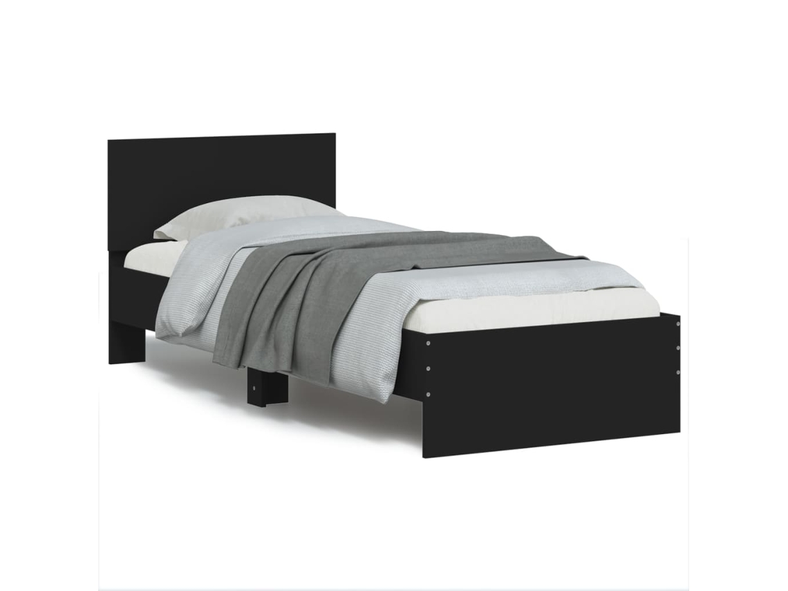 Estrutura de Cama com Cabeceira 90x200 cm Derivados Madeira Preto MAISON EXCLUSIVE (90x200 cm)