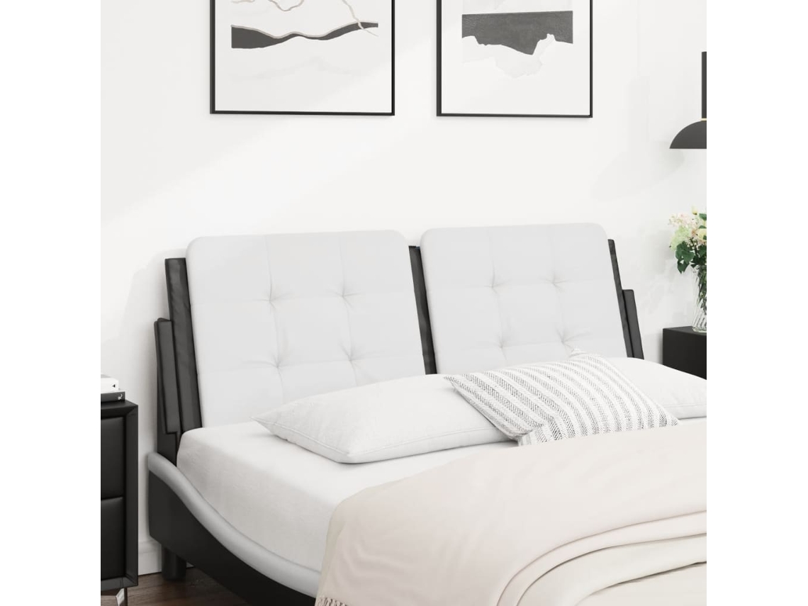 Vidaxl Almofadão De Cabeceira Zadar 137 Cm Couro Artificial Branco E Preto