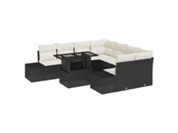 Conjunto 9 Conjunto De Sofá De Jardim Vidaxl Preto Vime Pe (100 X 55 X 73 Cm)