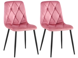 Conjunto De 2 Cadeiras De Jantar Clairton Rosa/veludo Clp