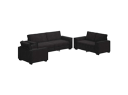 Conjunto de Sofá de 3 Pçs com Almofadas Veludo Preto MAISON EXCLUSIVE