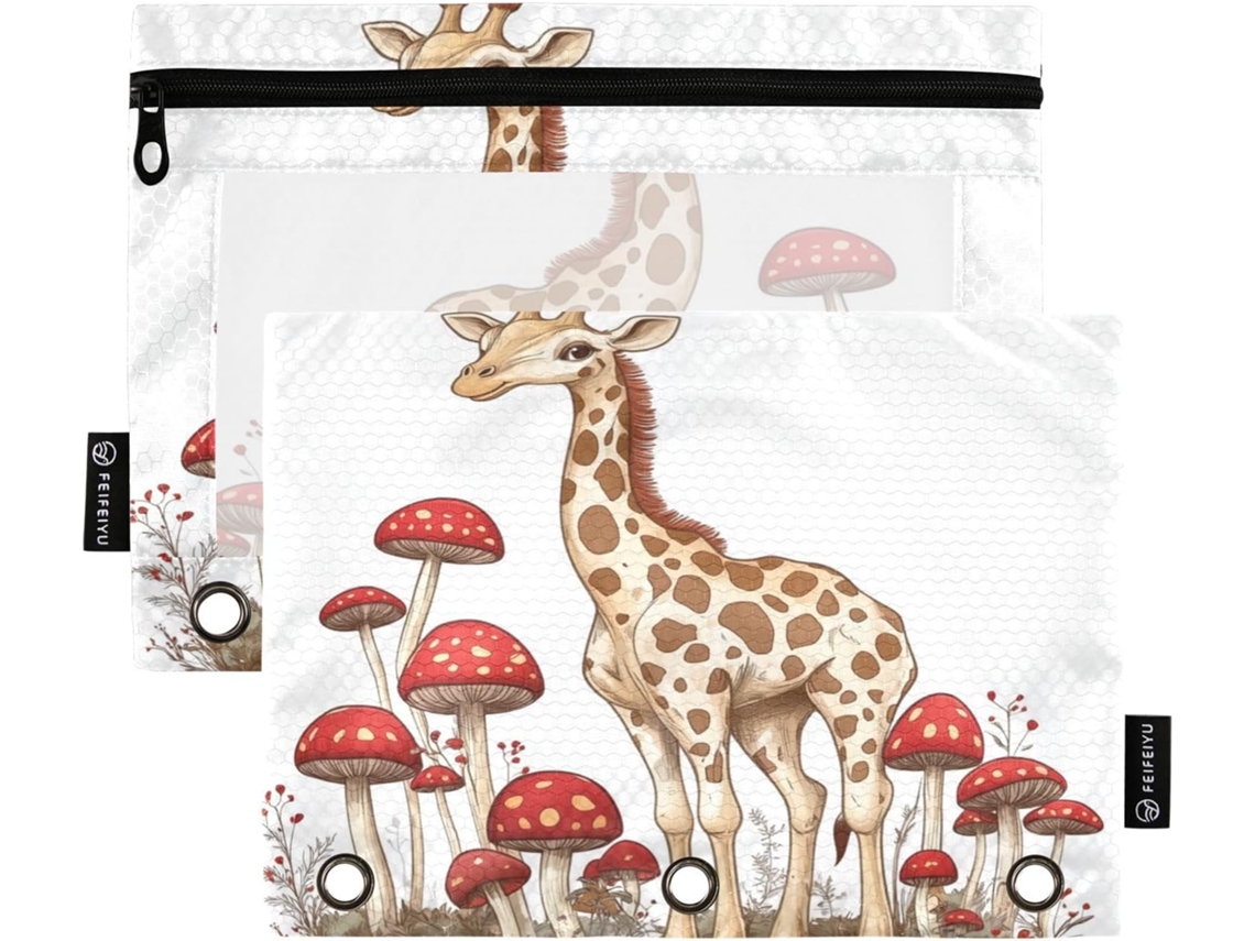 Pasta Com Estampa De Girafa Branca Desenho Animado, Com Janela Transparente, Estojo Grande Lápis Com Fecho