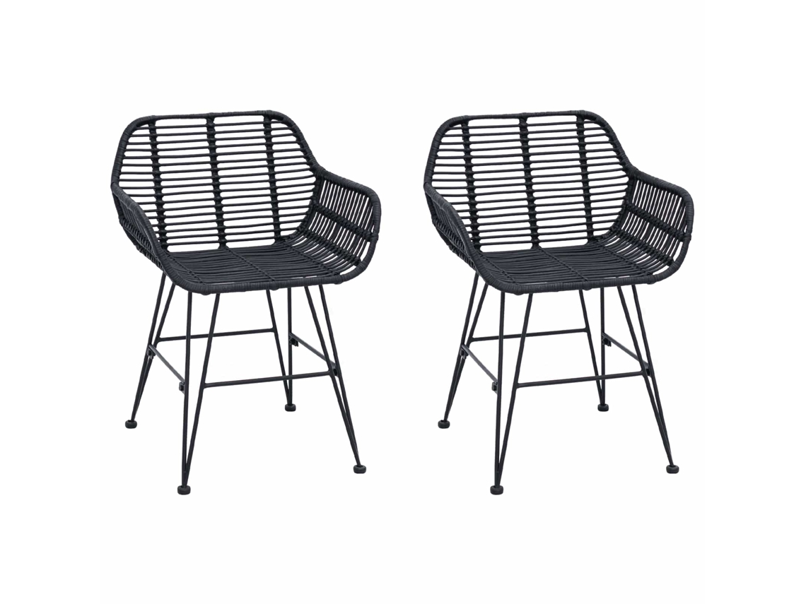 Conjunto 2 Cadeira De Jantar Vidaxl Preto Vime (55 X 50 X 74 Cm)