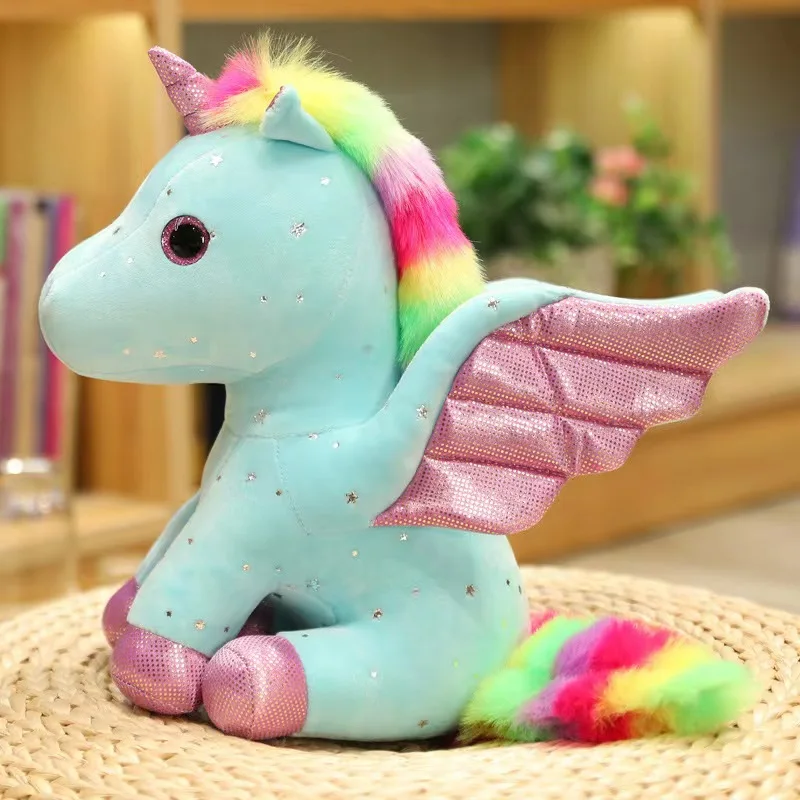 (azul, 30cm) Almofada De Pelúcia Unicórnio Anjo Fofo, Decoração Para Casa