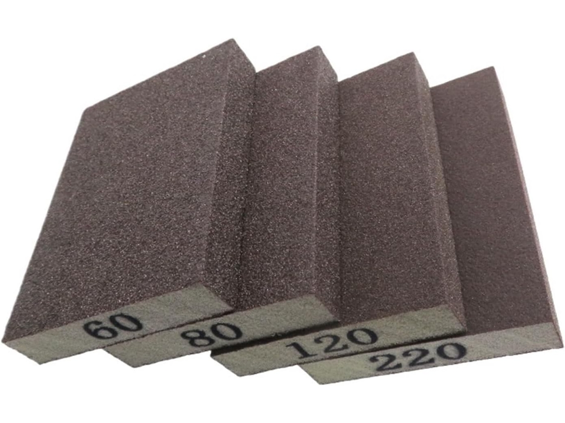 Esponja De Lixa 70x100mm, Conjunto Blocos Grão Fino, Médio E Grosso