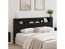 Vidaxl Cabeceira De Armazenamento Com Led Carvalho Preto