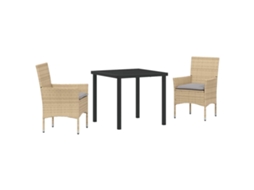 Maison Exclusive - Conjunto De Jantar Para Jardim Com Almofada 3 Pcs Bege Vime Pe