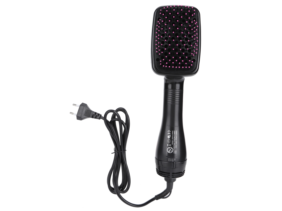 Pente de Ar Quente Primerox 2 em 1 1000w, secador e alisador, preto e rosa