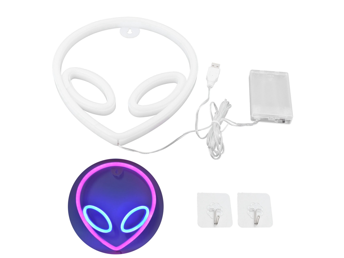 2026 luz Neon Extraterrestre Única Operada por Batería/usb, Señal Led Decorativa, Lámpara de Parede Rosa Azul para Decoração Interior