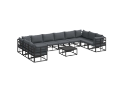 Conjunto 11 Sofá De Jardim Vidaxl Preto Alumínio (423 X 213 X 71 Cm)