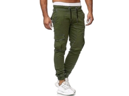 Calças Cargo Fasst para Homem com Cintura Elástica e Bolsos Slim Fit S/MARCA
