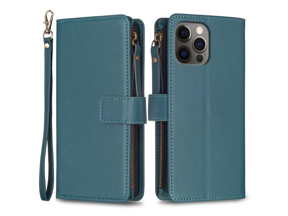 Capa Para Iphone 12 Pele Sintética Anti-riscos Verde