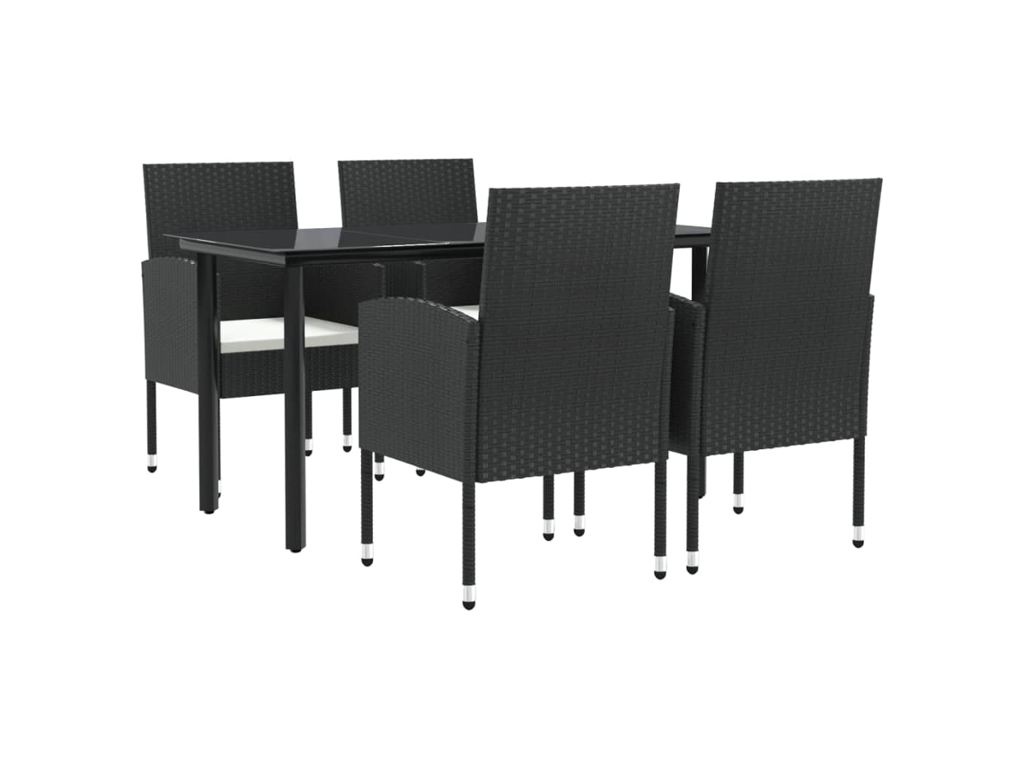 Maison Exclusive - 5 Pcs Conjunto De Jantar Para Jardim Vime Pe E Aço Preto