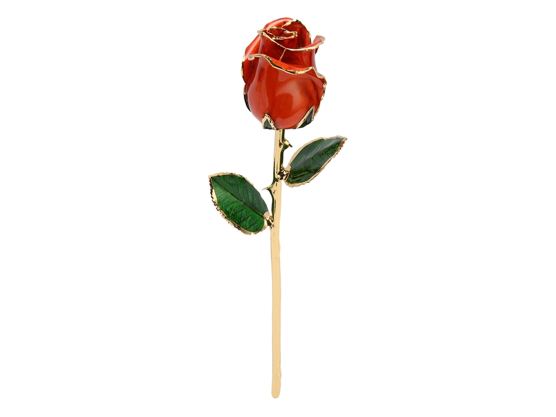 Rosa Dourada 24k Laranja Suporte Dia Namorados Natal Mãe