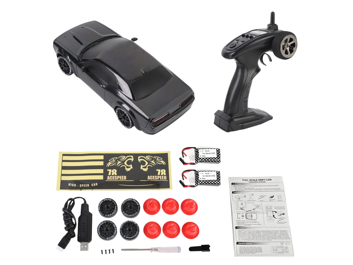 Carro De Derrapagem Controle Remoto 2.4ghz 4wd Com Giroscópio E Luzes Led Para Crianças E Adultos