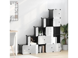 Vidaxl Organizador De Arrumação Com 15 Cubos E Portas Pp Preto