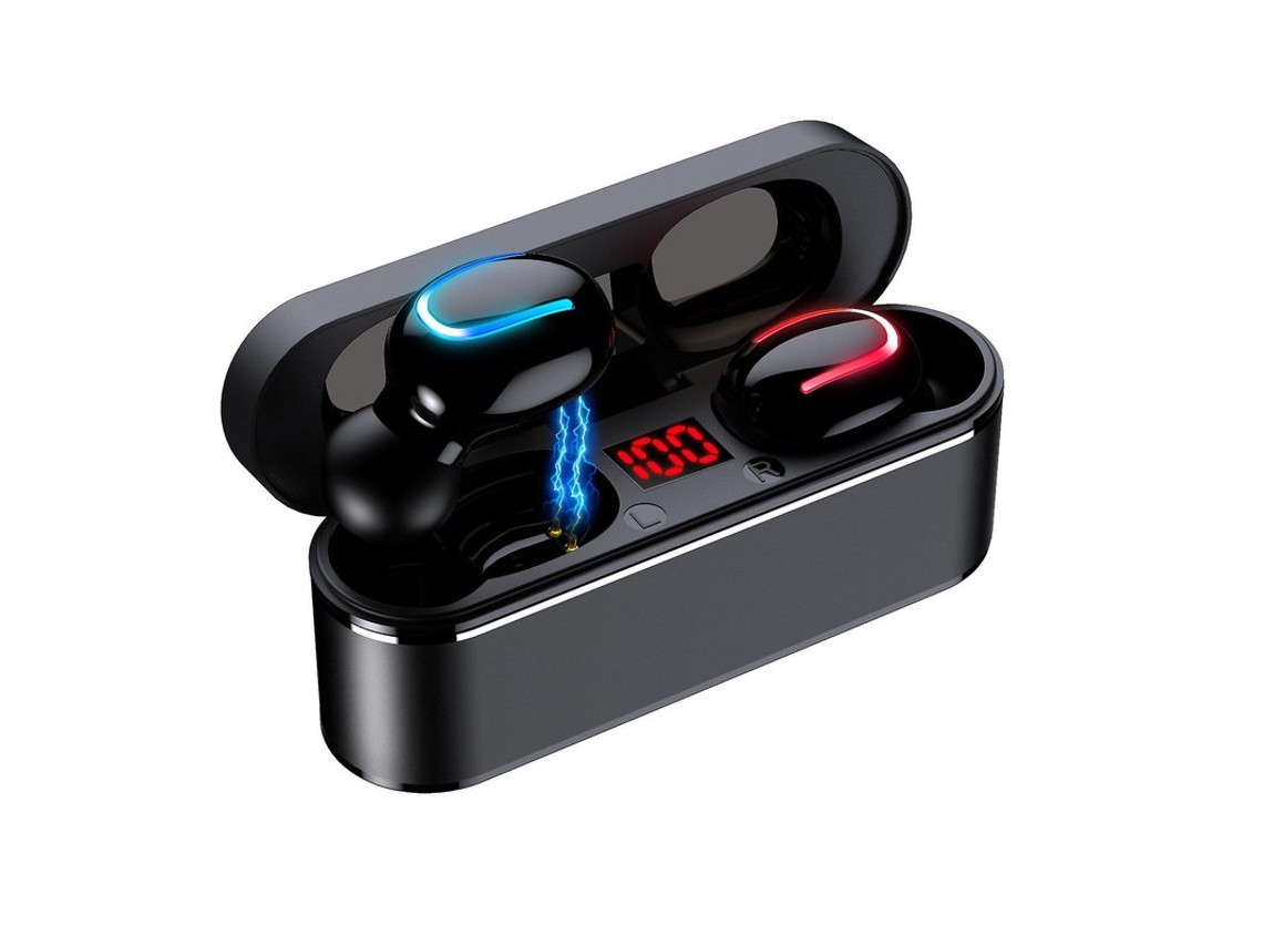 Microfone Tws Ultra Leve Integrado Carregamento Yizhood Bluetooth Preto