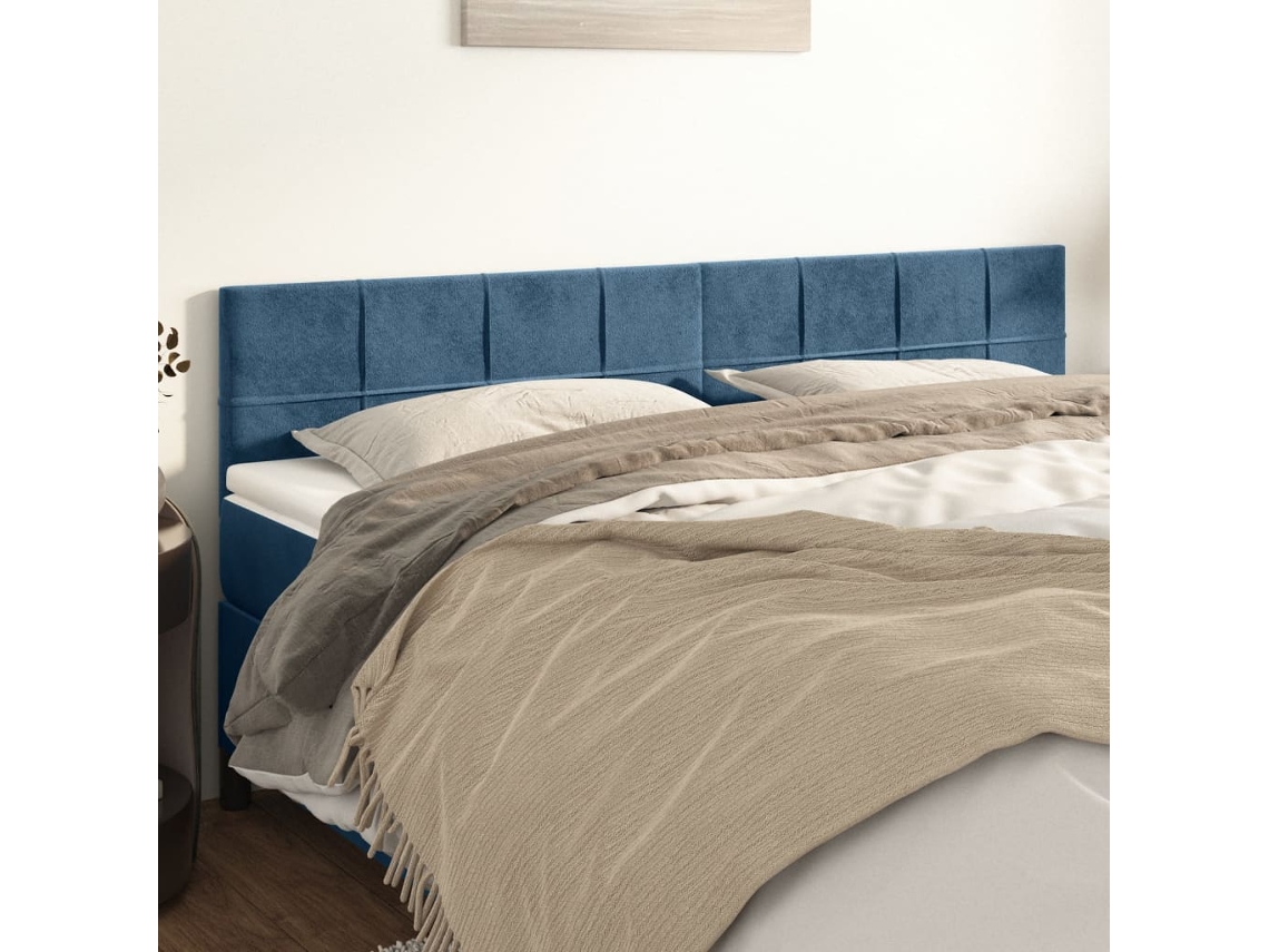 2 Pcs Cabeceira De Camapainel De Cabeceira Veludo 80x5x78/88 Cm Azul Escuro Lovely Home