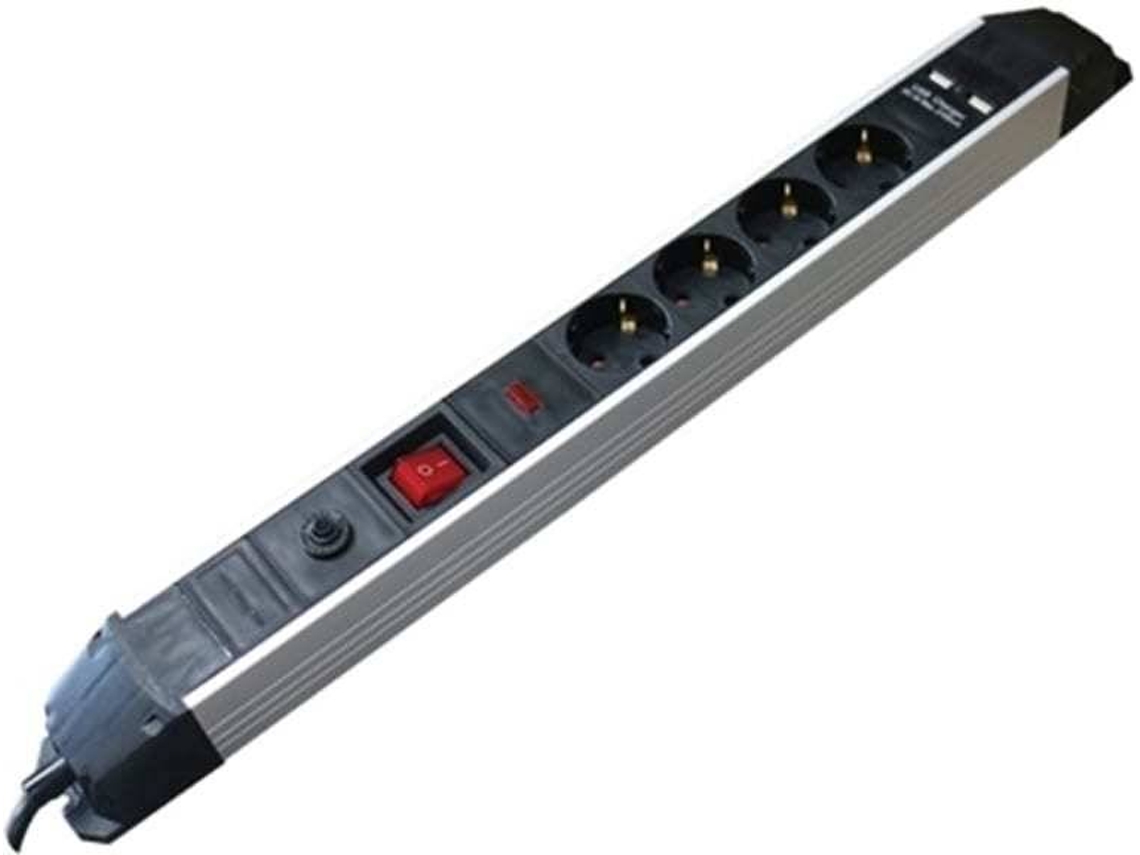 Extensão FLUX 4 Tomadas com USB Preta