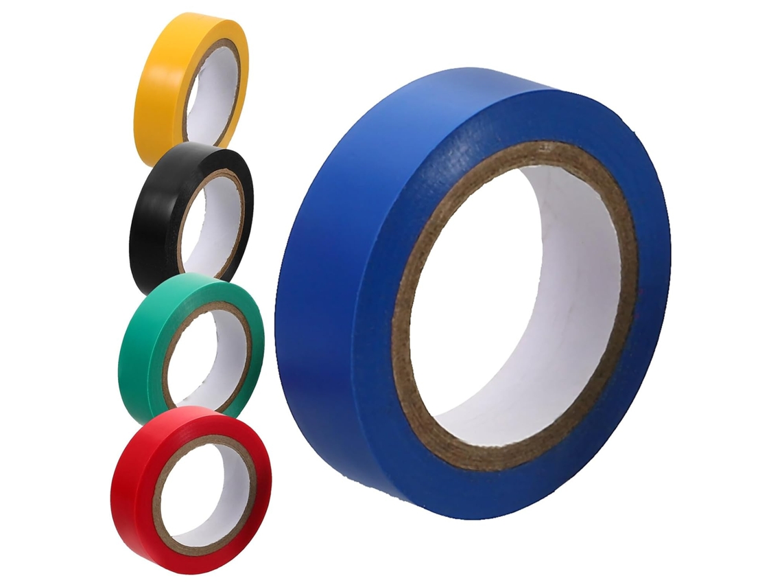Fita Isolante Elétrica De Pvc Alta Temperatura Doitool, 5 Rolos, 15mm X 10m, Vermelha, Amarela, Azul, Verde E Preta