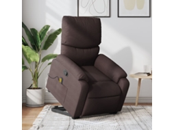 Poltrona Massagens Reclinável Elevatória Tecido Castanho Escuro Lovely Home