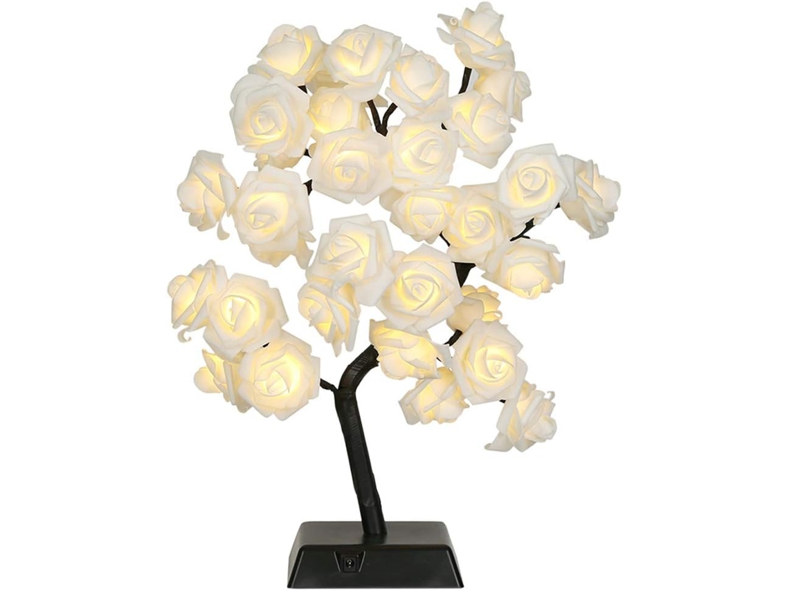 Luminária Decorativa De Led Em Formato De Rosa, Elegante Luz Noturna Para Cabeceira, Sem Necessidade De Pilhas.