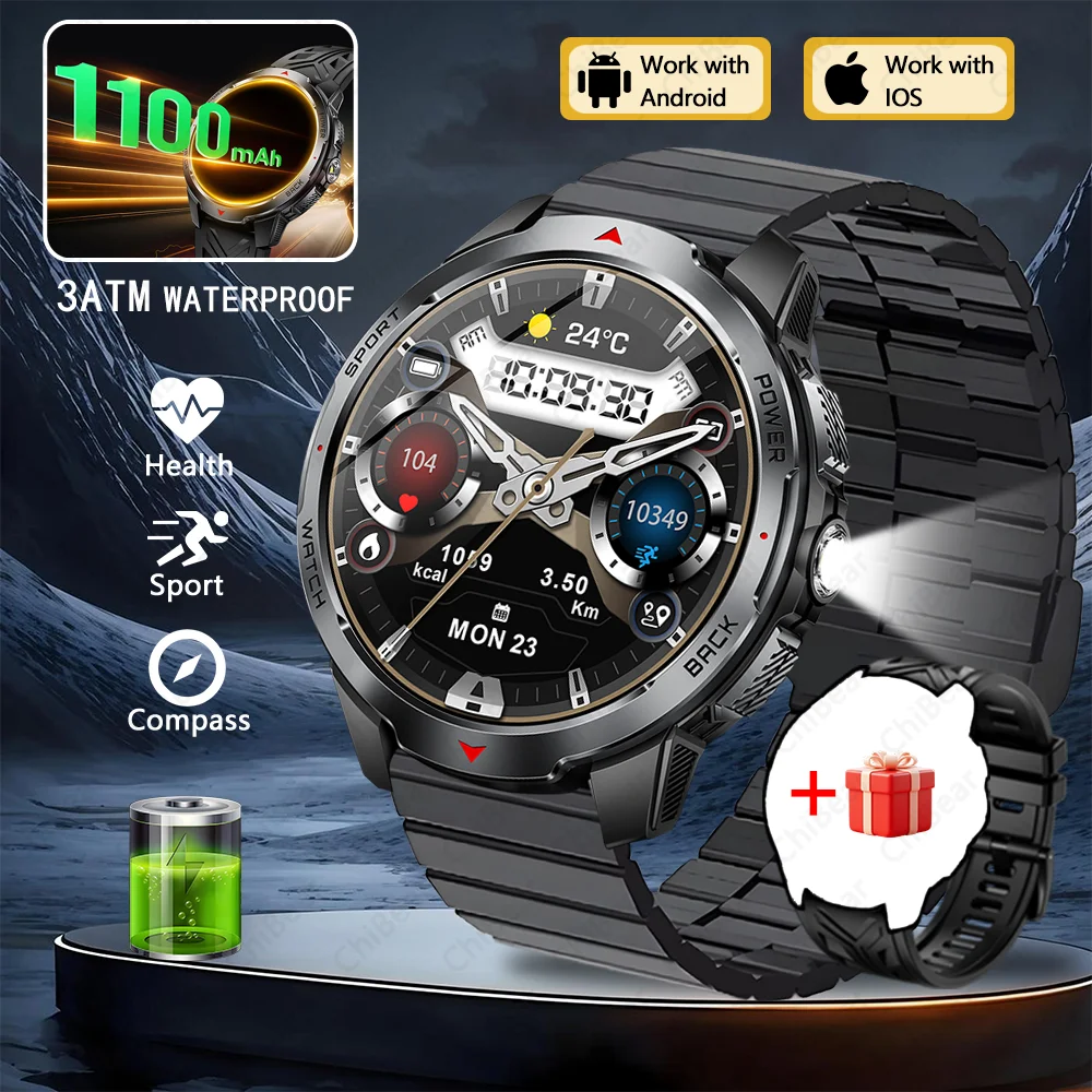 (aço Preto) Smartwatch, Chamadas Bluetooth, Assistente De Voz, À Prova D'água Para Esportes E Atividades Físicas.