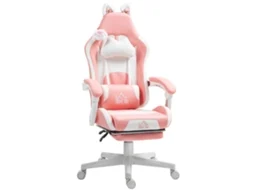 Cadeira Gaming Orelhas Rosa Branco