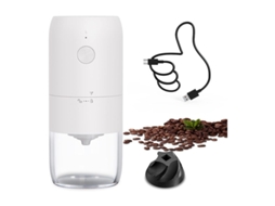 Moedor De Café Elétrico 25g, Cerâmica, Portátil, Ajuste De Moagem, Branco, Para Grãos De Café E Especiarias, Uso Em Casa, Escritório E Viagens