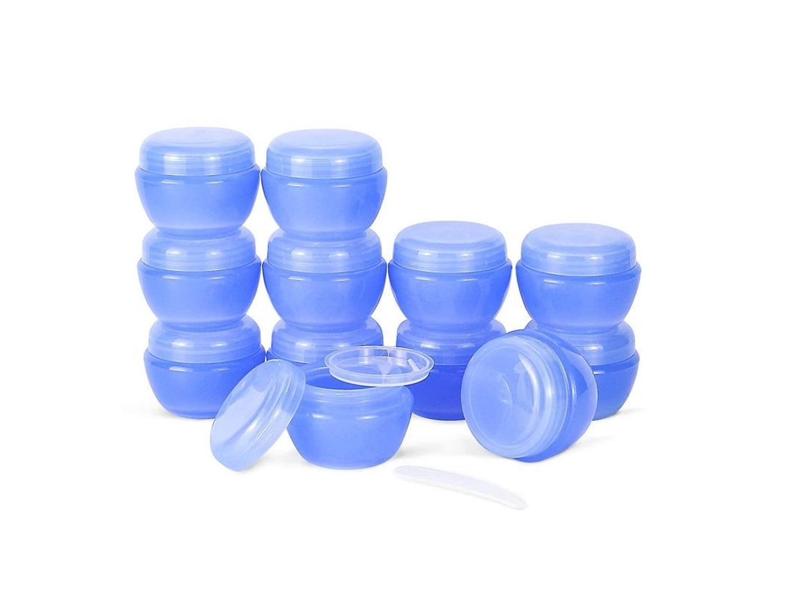 Potinho de Plástico com Tampa e Forro 30ml Dispenser de Creme Caixa Amostra (12 Unidades, Azul)