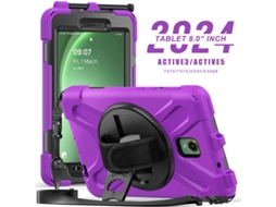 Capa Hexinyigjly Para Samsung Galaxy Tab Active 5 (x300) 2024 / Active 3 (t570) 2021 De 8 Polegadas, Com Alça De Mão/ombro Roxo