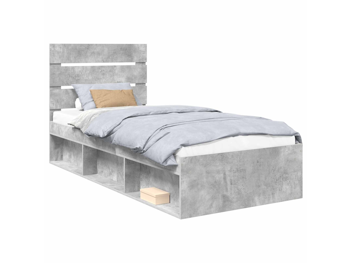 Estrutura da Cama com Cabeceira Cinza Concreto 75x190 cm MAISON EXCLUSIVE