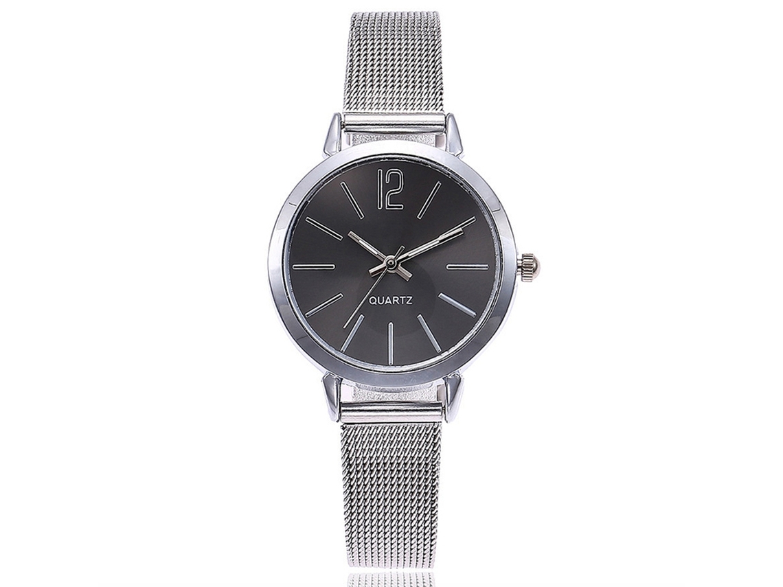 Relógio de Pulso de Quartzo com Pulseira de Malha Design Minimalista e Elegante