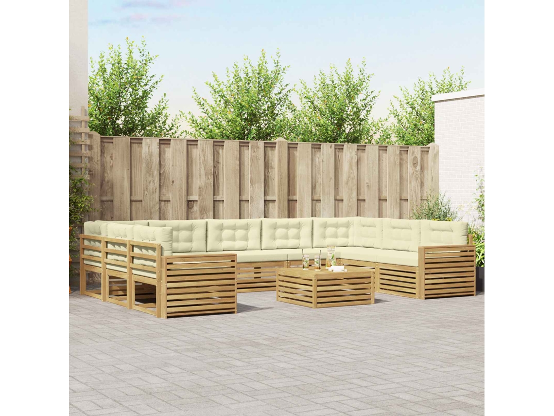 Vidaxl Conjunto De Sofás Para Exterior 10 Unid. Branco E Creme