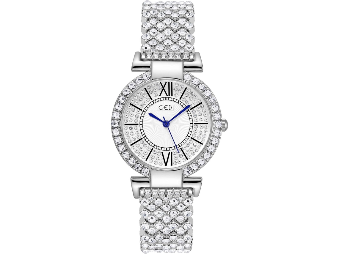 Lurelia Relógio Feminino, Movimento De Quartzo, Analógico, Detalhes Com Strass, 16 Mm, 8,26 Polegadas, 1,3 Polegadas, 0,35 Polegadas, Aço Inoxidável