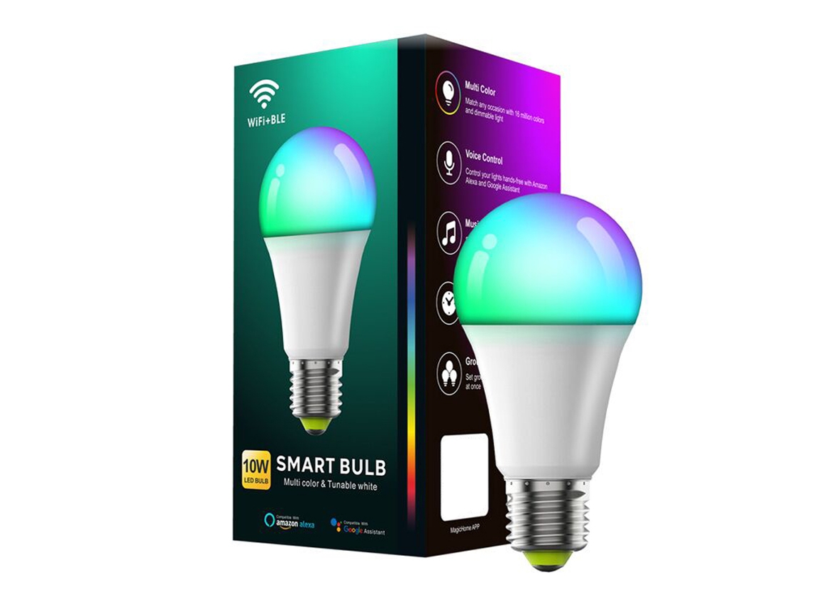 2026 bombillas Led Inteligentes Wi fi com Temporizador Remoto, Reguláveis e Mudança de Cor, Compatíveis com Aplicativo Móvel, E26