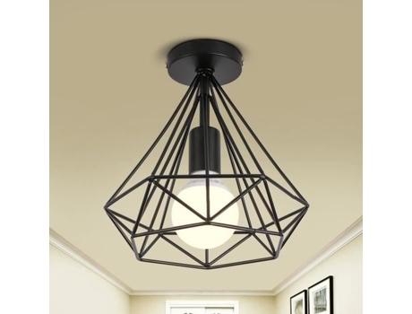 Plafon Industrial Gaiola - - Formato Diamante - Metal - Preto STOEX