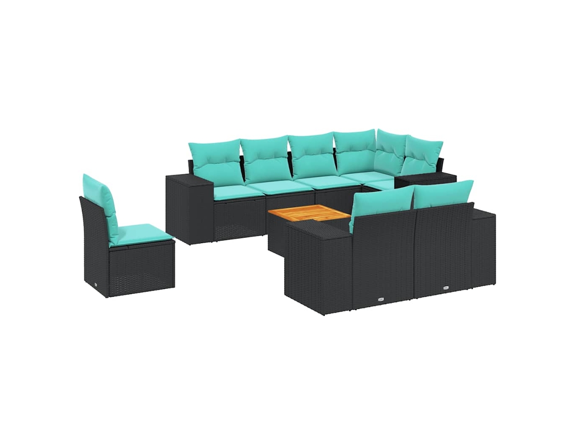 Conjunto de Sofá de Jardim, 5 Peças, Almofadas, Rattan Preto MAISON EXCLUSIVE