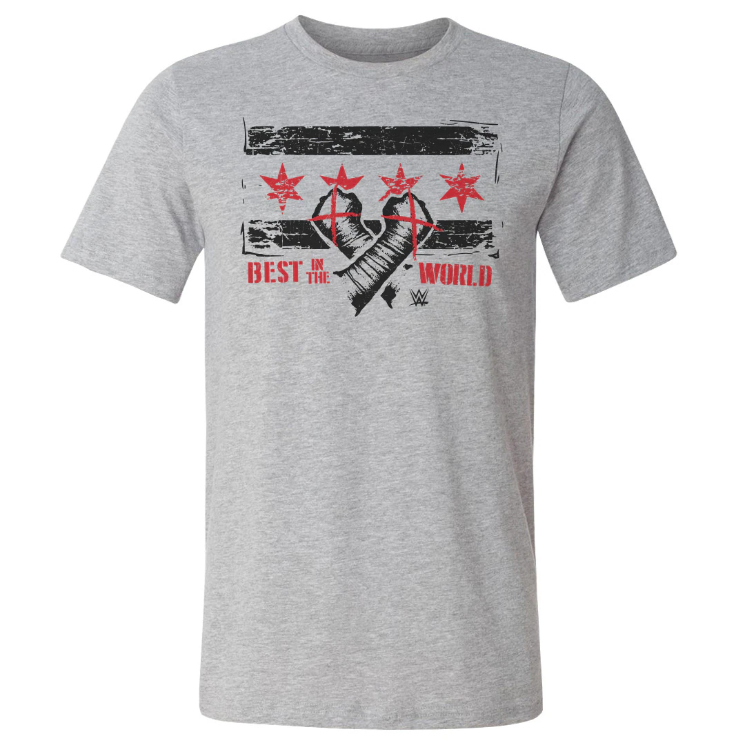 T-shirt Rockinstone Wwe Fans Heather Gray Cm Punk Chicago Flag T-shirt Unisex Adults-xxxl