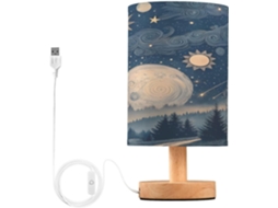 Abajur De Cabeceira Com Lua Estrelada Para Quarto, Luminária De Cabeceira Led, Luminária De Leitura Com Portas Usb E