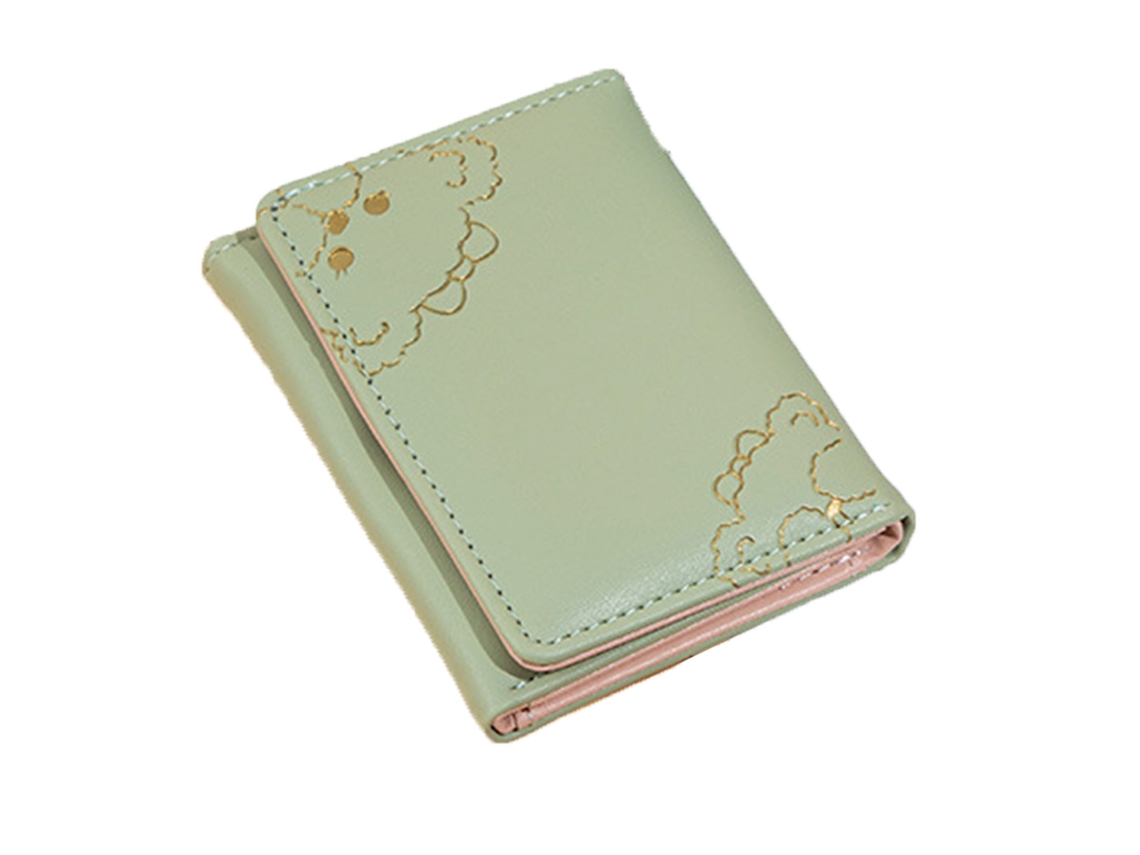Carteira Curta Feminina Trifold Multifuncional Bolsa de Moedas Verde Claro | S/MARCA