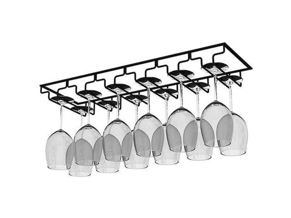 Suporte para Copos de Vinho Suspenso com 6 Trilhos Montado Sob Prateleira de Cozinha Ou Bar TRUYUETY