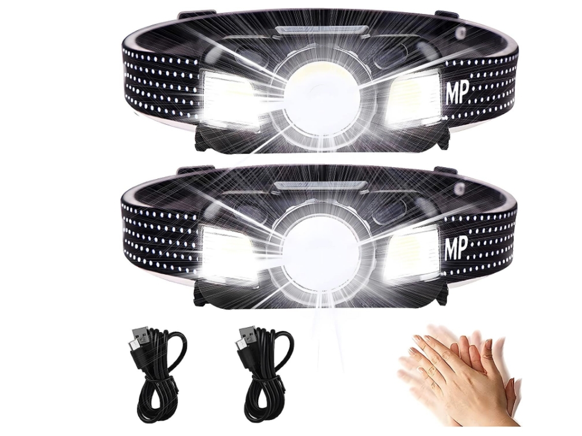 Lanterna De Cabeça Led Superbrilhante Lanterna De Corrida Recarregável Com 4 Modos De Luz Farol Cob À Prova Dágua Leve Preto Yunzii