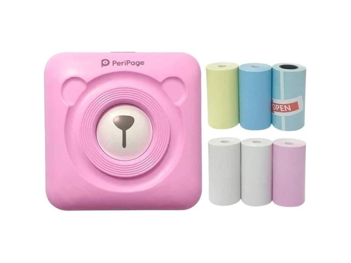 Mini impressora fotográfica portátil, impressora térmica sem fio A6 PeriPage Pocket BT, recibos de memorando de etiqueta de imagem fotográfica instant