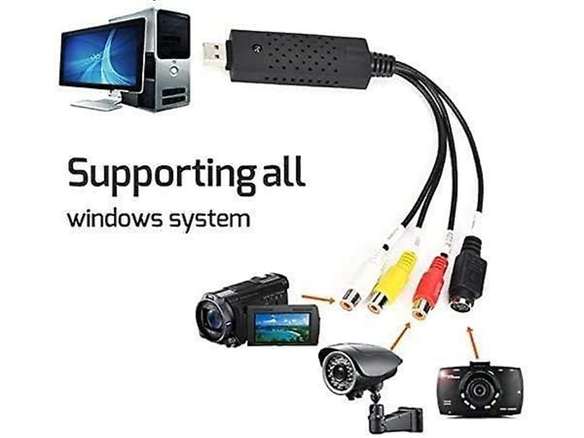 Placa De Captura De Vídeo, Adaptador Usb 2.0, Gravador De Áudio, Conversor De Vhs, Vcr, Tv Para Dvd Para Windows 8/11 Slowmoose