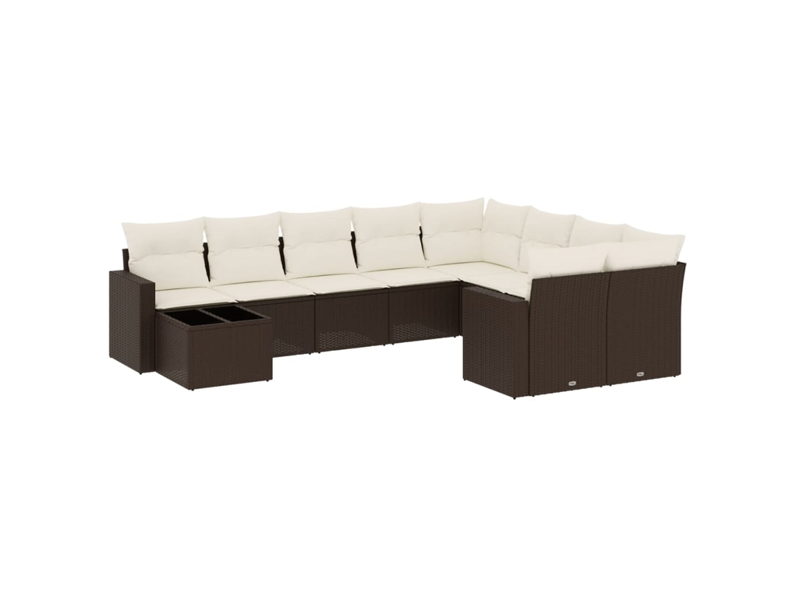 Maison Exclusive - 10 Pcs Conj. Sofás Jardim Com Almofadões Vime Pe Castanho