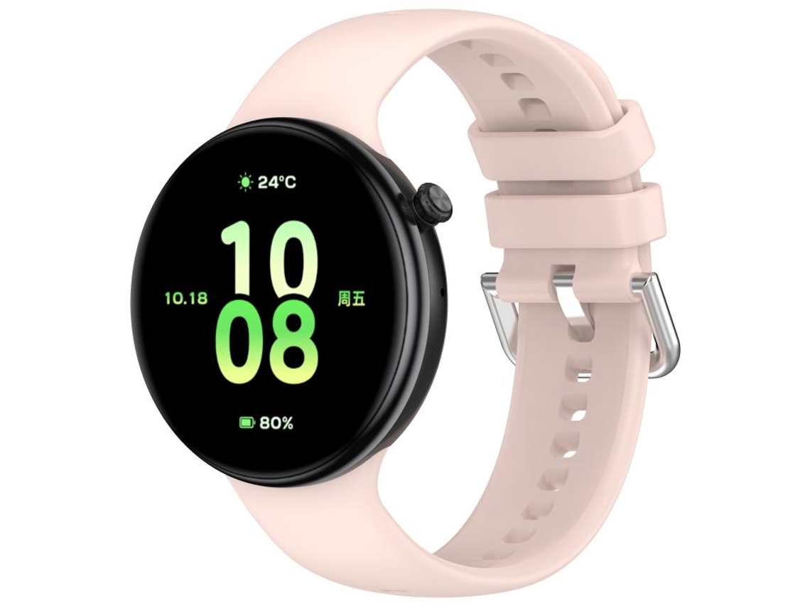 Bracelete Para Honor Watch Fit - Silicone Cor Sólida - Fivela Prateada Rosa
