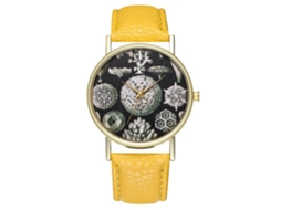 Reloj De Cuarzo Retro Para Mujer Y Hombre, Moda Elegante, Muñequera Amarilla